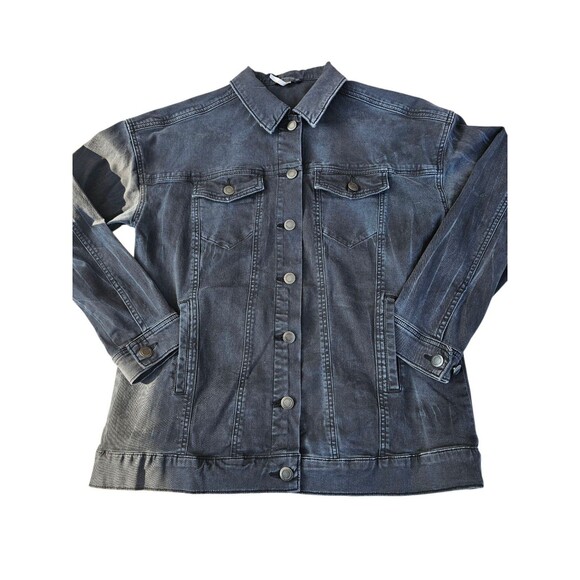 Free People Jean Jacket Washed Black Denim Trucker Size Small S Stretch - Picture 10 of 15
